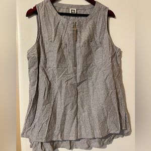 NWT Anne Klein Woven Top in Dark Grey/White size Medium